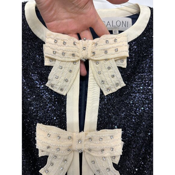 SALONI Glittering Black Jumpsuit with Cream Accents - Picture 5 of 16